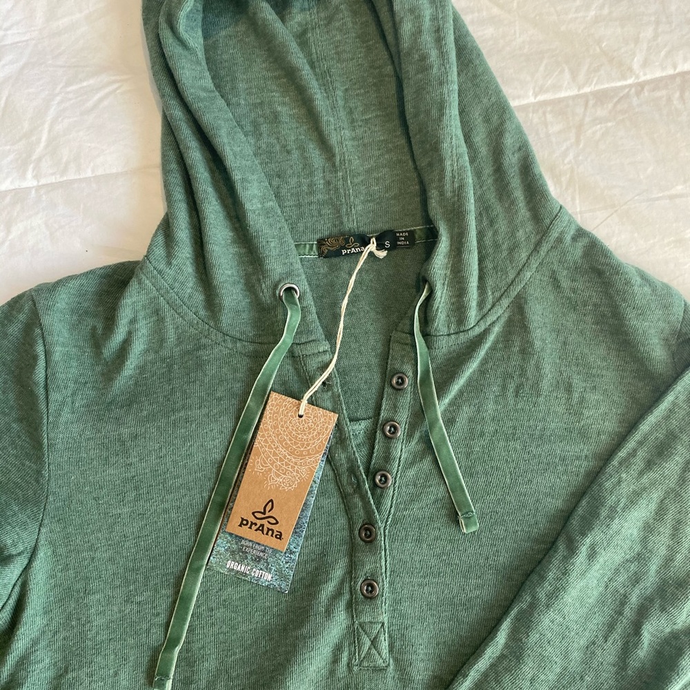 Prana Green Hooded Henley Long Sleeve Top - Picture 5 of 5